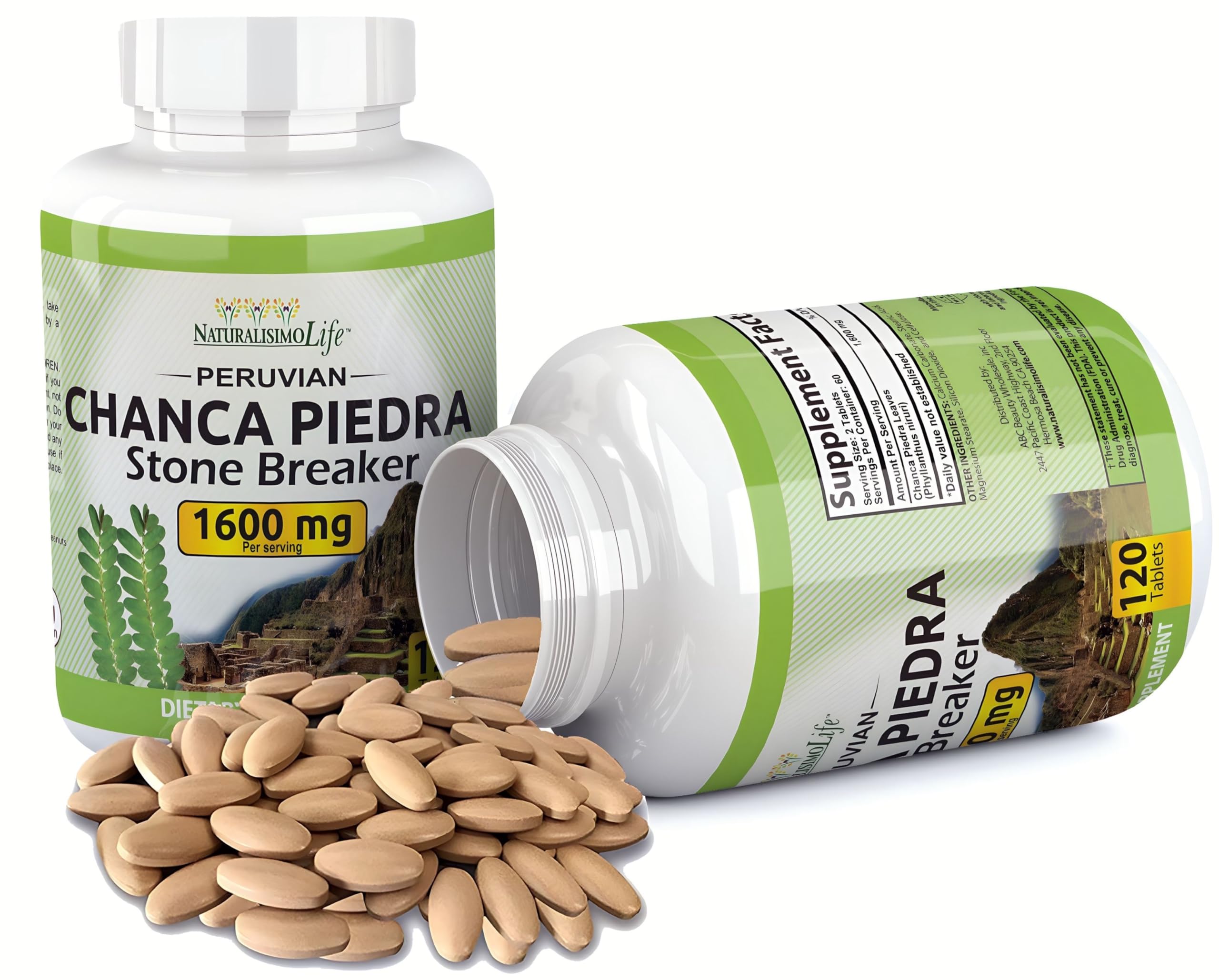 Chanca Piedra 1600 mg per Serving – 120 Tablets - Peruvian Chanca Piedra