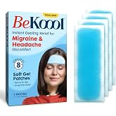 BeKoool Cooling Patches Relief from Migraine/Headache Discomfort, 4 Count | Immediate cooling relief for migraine, headache &amp; fever discomfort, lasting up to 8 hours. Safe to use with medications.