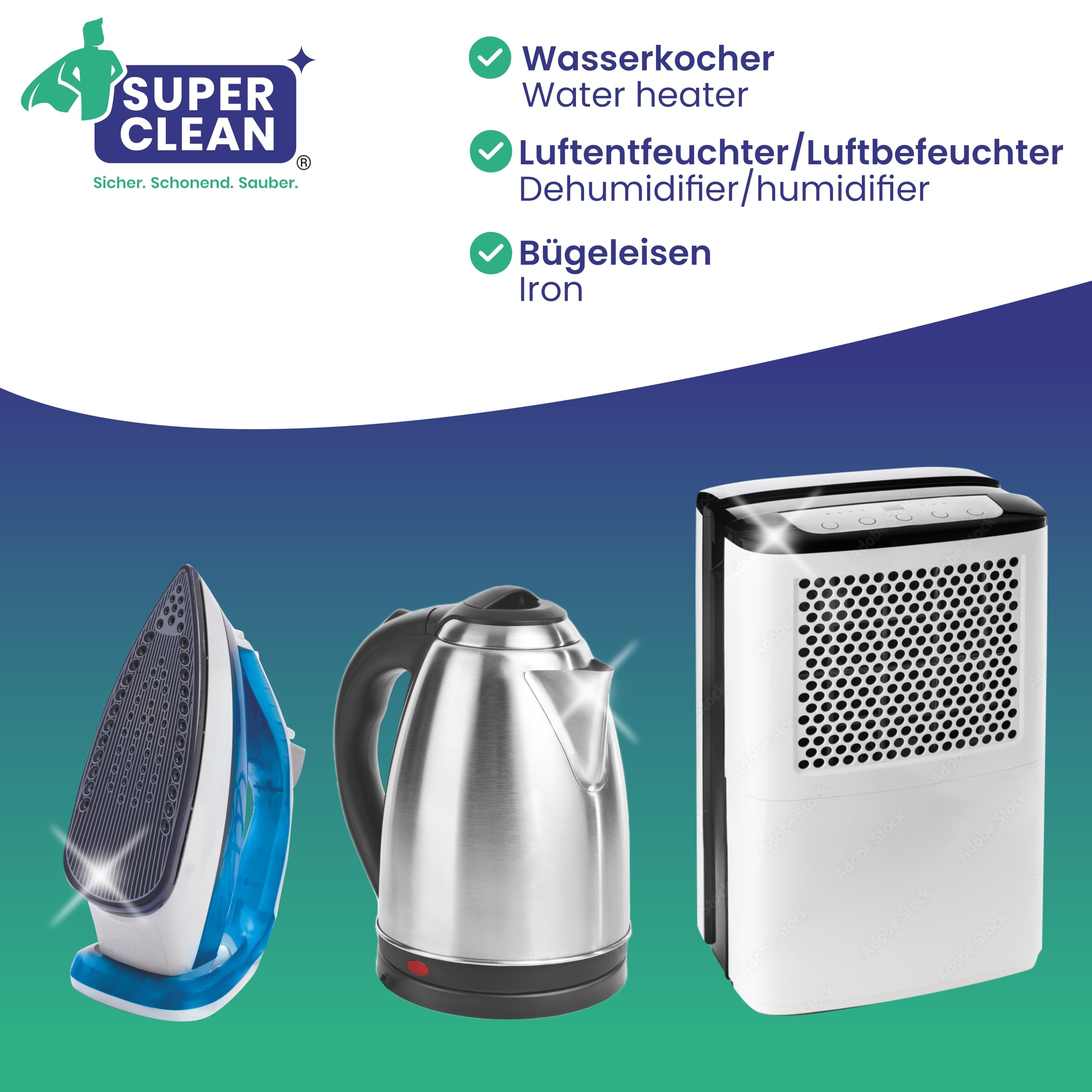 SUPER CLEAN 1 x 1L Entkalker Konzentrat Kaffeevollautomat - Flüssig - Für alle Maschinen & Marken - 10 x Entkalkung - Effektiver Flüssigentkalker von Kaffeemaschinen, Wasserkocher & Duschen 3