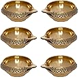 TIED RIBBONS Kuber Brass Diya | Set of 5, 1 x 2.5 inch | Golden Brass Oil Lamps for Home Decoration and Pooja | Puja Decorations and Traditional Return Gifts Pongal Decorations for Home