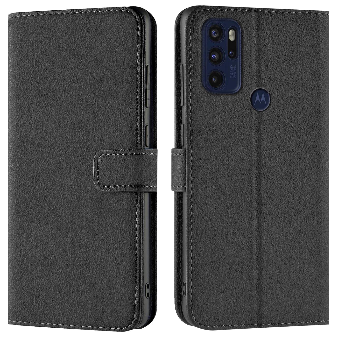 Verco Wallet Case for Motorola Moto G60s Book Cover with Magnetic Closure compatible with Motorola G60s Flip Case with Card Slots Faux Leather - Black