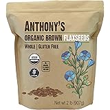 Anthony's Organic Brown Whole Flaxseed, 2 lb, Batch Tested and Gluten Free, Raw, Non GMO, Sproutable, Keto Friendly