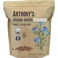 Anthony's Organic Brown Whole Flaxseed, 2 lb, Batch Tested and Gluten Free, Raw, Non GMO, Sproutable, Keto Friendly