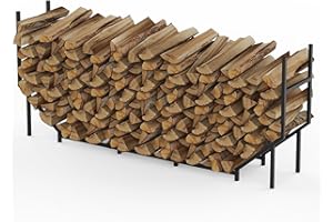 CADUKE 6ft Firewood Rack for Outdoor and Indoor, Heavy Duty Metal Firewood Stand, Adjustable Firewood Storage Holder for Fireplace