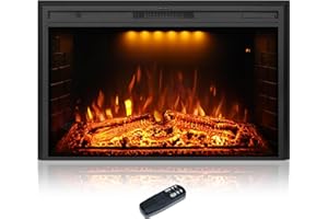 Dreamflame 50 inch Electric Fireplace, Wall Fireplace Electric with Remote Control, Realistic Log and Crackling Sound, Overheating Protection and Timer, 750/1500W Black