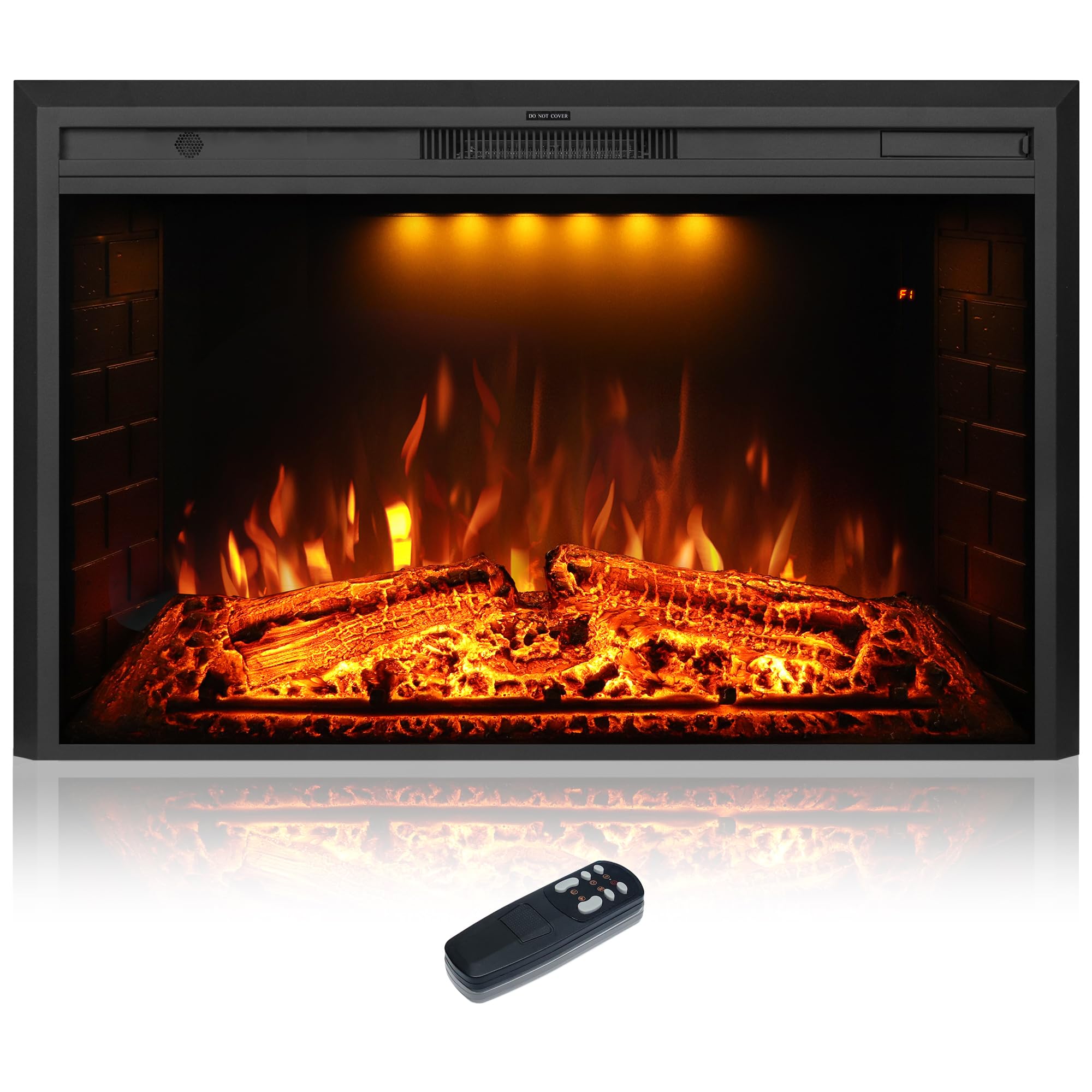 Photo 1 of Dreamflame 43 inch Electric Fireplace, Wall Fireplace Electric with Remote Control, Realistic Log and Crackling Sound, Overheating Protection and Timer, 750/1500W Black