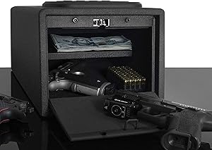 Biometric Gun Safe [High Capacity] Fingerprint Multi Gun Vault Lock Box Cabinet Case Handgun Ammo Firearm Safety Multiple Pistols Weapon Cache Arsenal [Fits 4 Pistols]