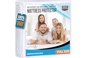 Utopia Bedding Waterproof Mattress Protector Full/Double Size, Premium Terry Mattress Cover 200 GSM, Breathable, Fitted Style