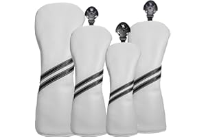 FRIMON Golf Club Head Covers - 4pcs or 1pc Golf Accessories Club Covers Set for Woods and Driver Fairway Hybrids with Interchangeable Tags