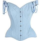 Daisy corsets womens Daisy Corsets Top Drawer Light Blue Denim Steel Boned Corset W/Straps