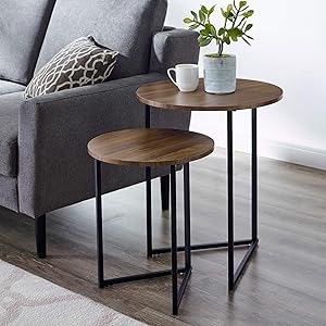 WE Furniture AZFVICNSTDW Side Table, Dark Walnut