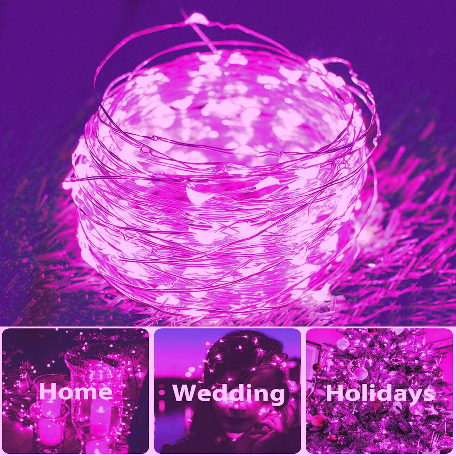 2 Pack 100 LED Solar Powered Copper Wire String Lights Outdoor, Waterproof, 8 Modes Fairy Lights for Garden, Patio, Party, Yard, Christmas (White) : Garden & Outdoor