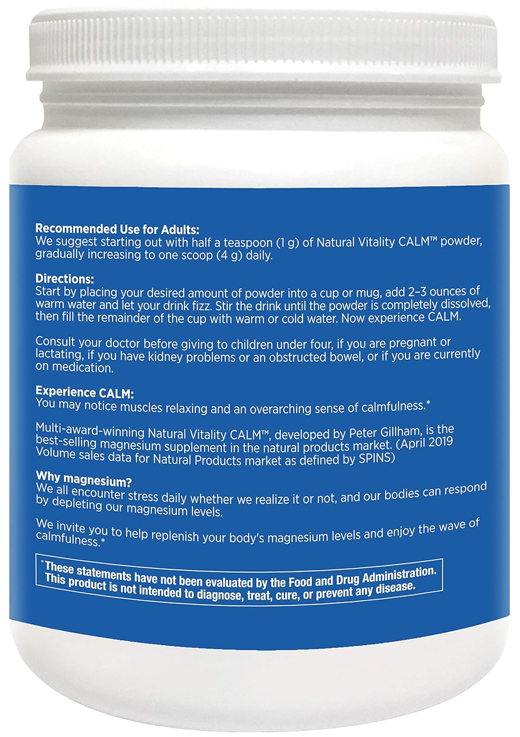 Natural Vitality Calm, The Anti-Stress Drink Mix, Magnesium Supplement Powder, Raspberry Lemon - 20 ounce : Grocery & Gourmet Food