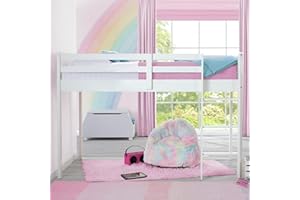 Delta Children Twin Loft Bed with Guardrail and Ladder (Coordinates with Loft Bed Tents Sold Separately), White