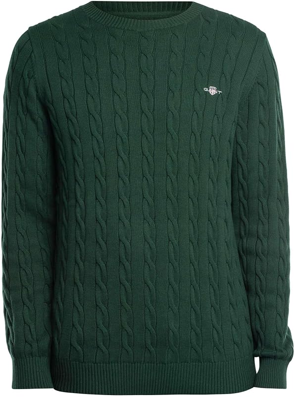 Suéter masculino gant de algodão com gola c, verde tartan, l — foto 6 de 6