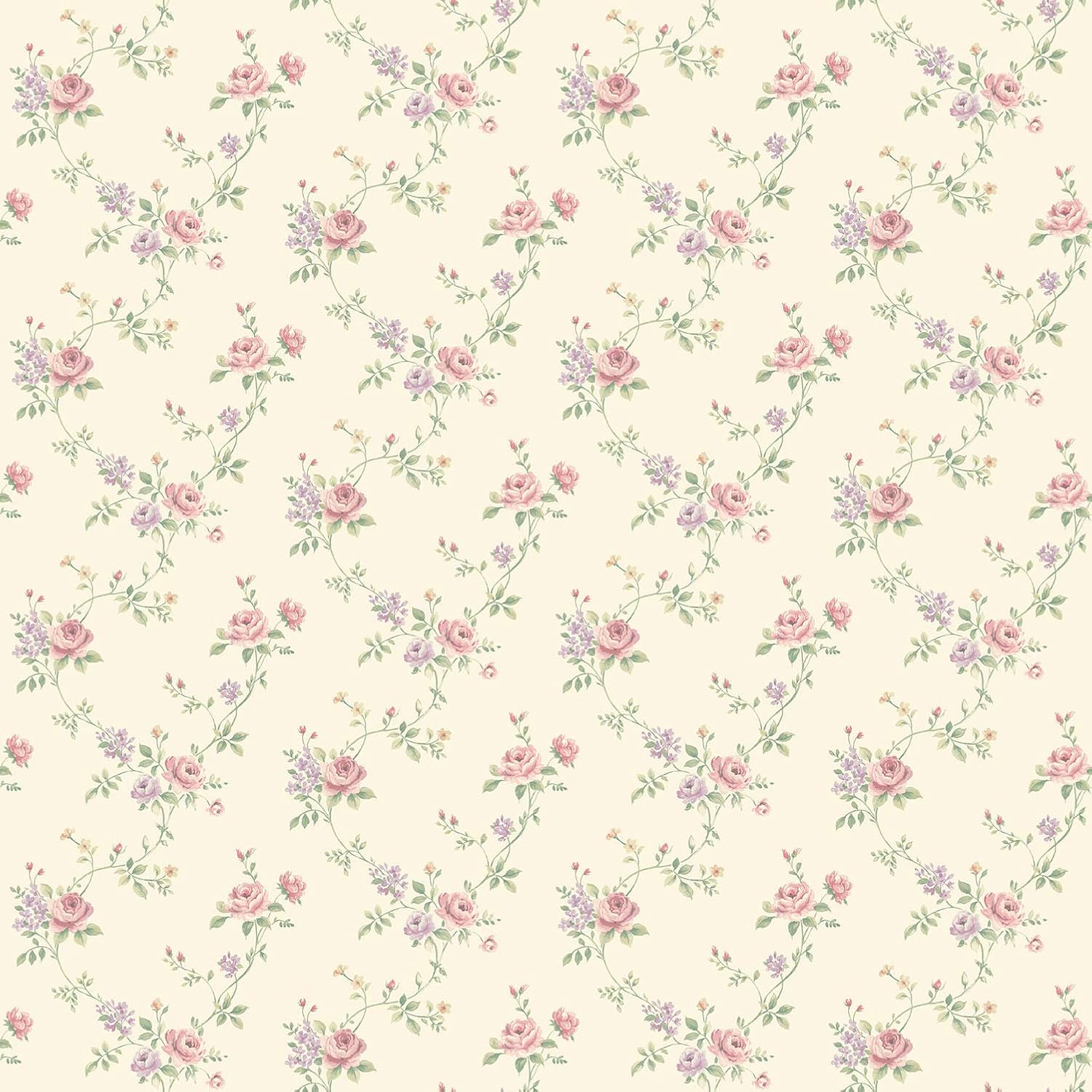 Galerie G67895 Miniatures 2 Rose Trail Design Wallpaper, Pink/Cream, 10m x 53cm