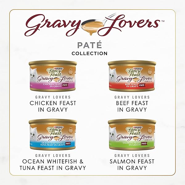 FANCY FEAST PURINA GRAVY LOVERS VARIETY PACK FEAST PATE IN WET CAT FOOD GRAVY – (PACK OF 1) 4.5 LB. BOXES