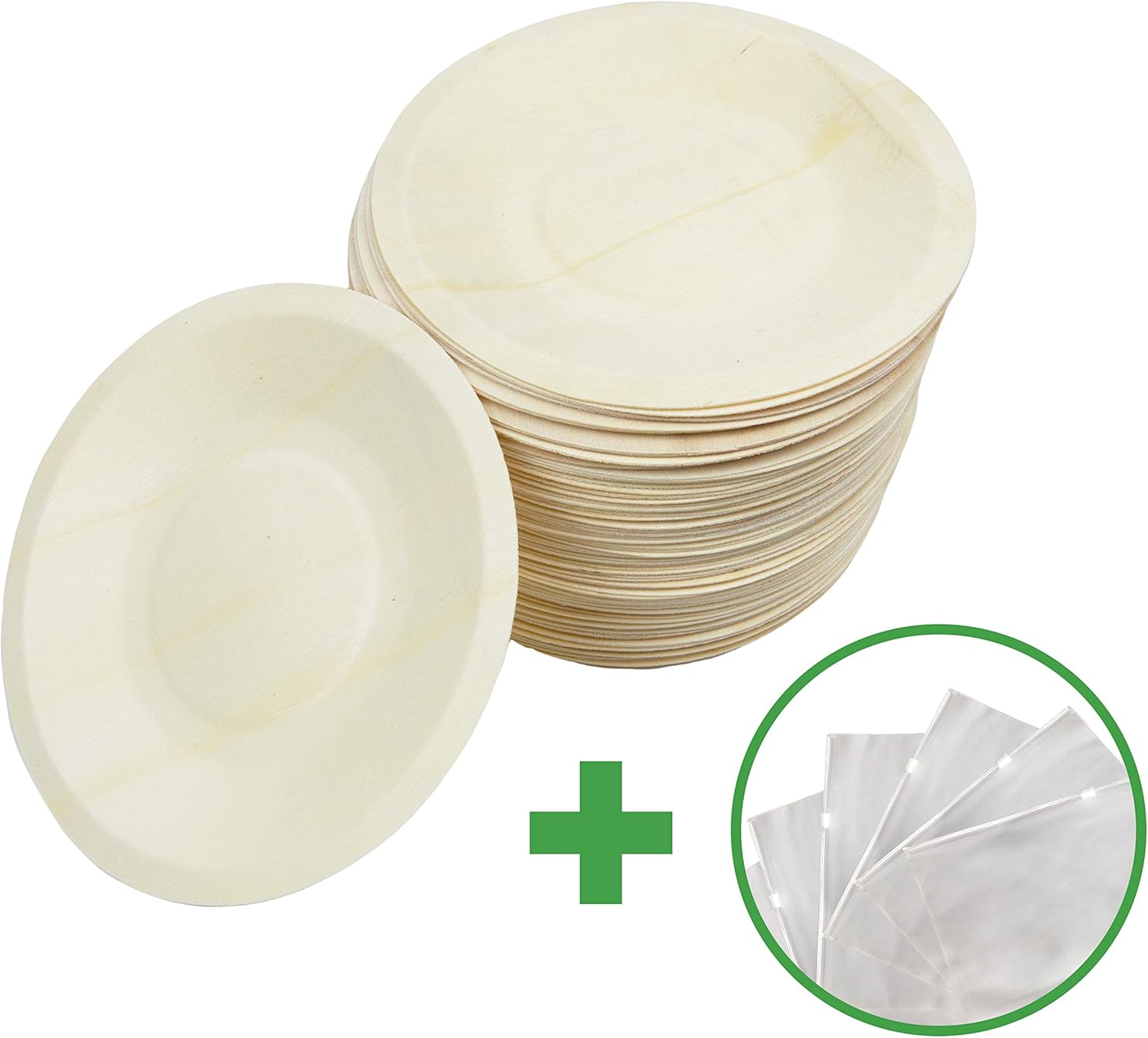 LIQUIDATION disposable wooden plates w/RESEALABLE BAG 100