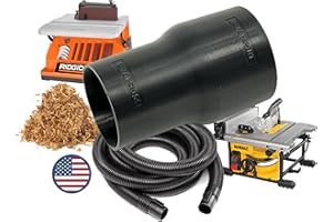 HUTTONTOOLS Hose Adapter for 2-1/2" Dust Collection Ports - Made in USA - Connects to Table Saw, Bandsaws, Spindle Sanders, Miter Saws, and other equipment (1-7/8" Hose)