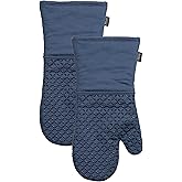 All-Clad Premium Ogee Silicone Printed Oven Mitt: Heat Resistant to 500 Degrees - 100% Cotton and Silicone, 14"x7" Oven Mitt for Kitchen and Barbeque, 2-Pack, Indigo