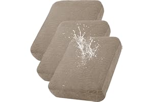 KELUINA 100% Waterproof Couch Cushion Covers, Stretch Leaf Jacquard Sofa Seat Cushion Slipcovers Washable Furniture Protector for Armchair Loveseat Sofa Chaise (Taupe,3)