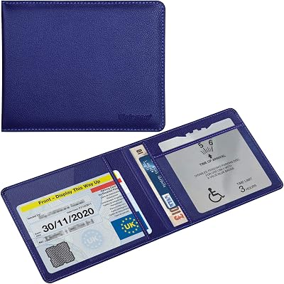 Wisdompro PU Leather Disabled Blue Badge Timer Holder Wallet Protector Blue
