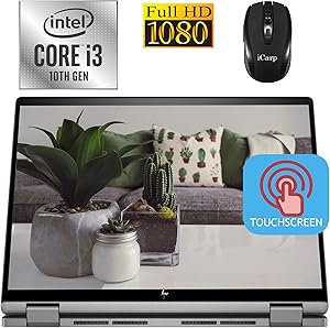 2020 Newest HP Chromebook x360 2-in-1 Laptop 14" FHD IPS WLED Touchscreen Intel Core i3-10110U (Beats i5-7200U) 8GB DDR4 64GB eMMC 256GB SD Card FP Backlit KB B&O Chrome OS + iCarp Wireless Mouse