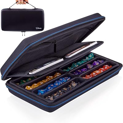SIQUK Dice Storage Case Organizer with Removable Tray and Handle Holds 8 Dice