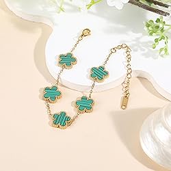 TICVSS Four Leaf Clover Bracelet for Women 18K Gold