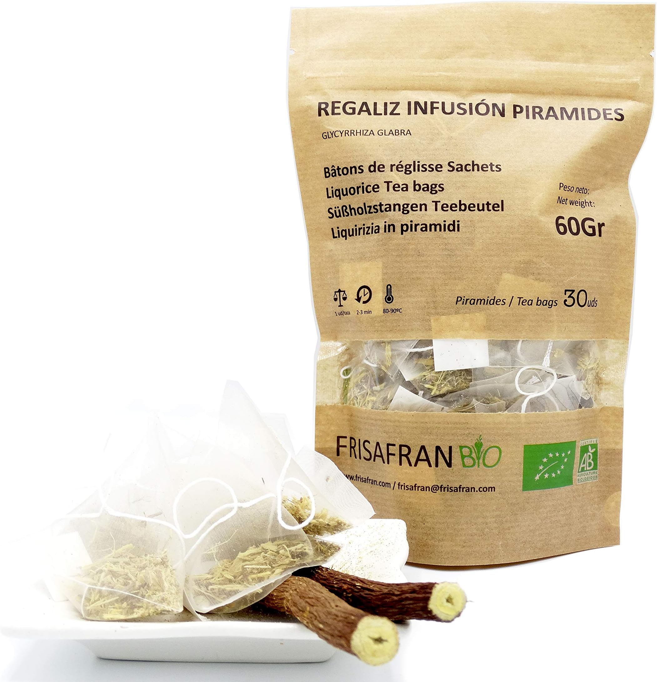 FRISAFRAN - Licorice Tea Bags ★ Organic Product ★ 30 Units - 45G