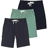 Real Essentials 3 Pack: Men's Cotton 9" Cargo Shorts - Elastic Waistband with Drawstring & Pockets