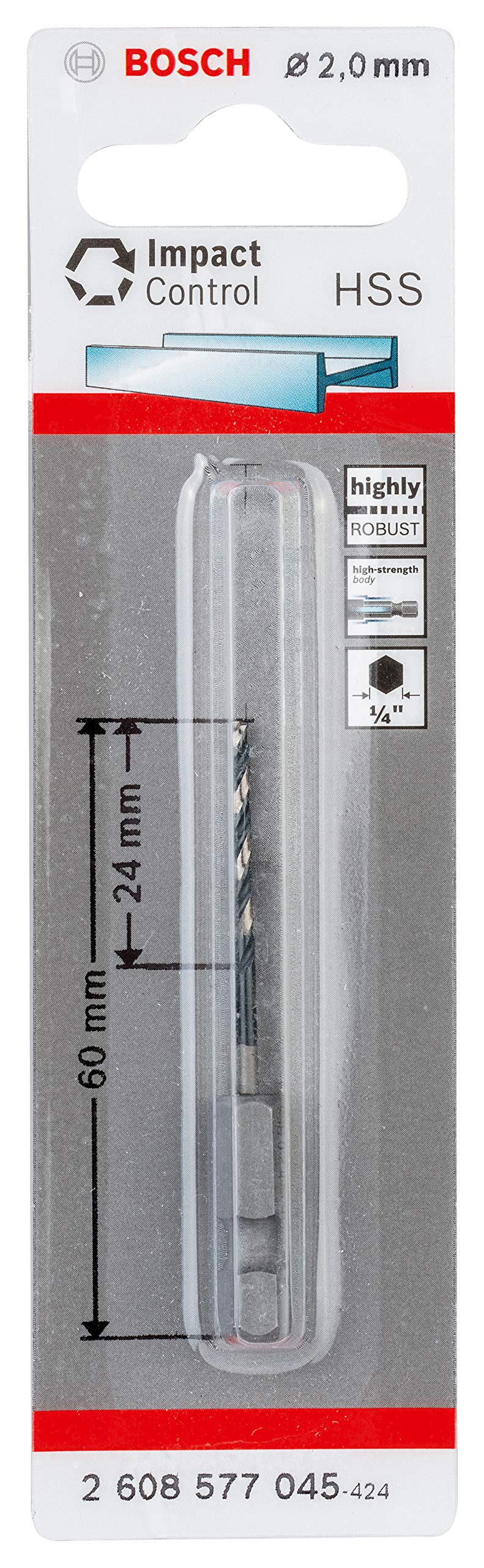 Bosch Professional Impact Control HSS Twist Drill Bit (for metal, 2 x 24 x 60 mm, accessories for impact drills)
