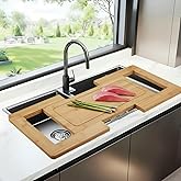 Upgraded mortise-and-tenon joints in 2026，Kitchen Over The Sink Cutting Board - Expandable Cutting Board Over Sink, Bamboo Cutting Boards with Juice Groove