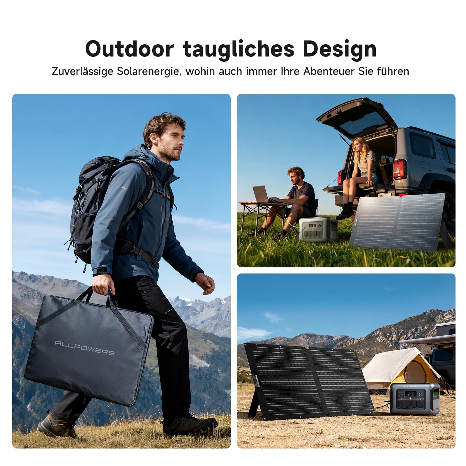 ALLPOWERS Faltbares Solarpanel 100W, Monokristalline Solarmodule für S300 R600 R1500 R2500 Tragbare Powerstation, Solargenerator, Photovoltaik Modul Solaranlage für Camping Garten Wohnmobil RV 8