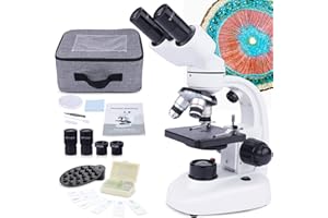 MAXLAPTER Binocular Microscope for Adults and Kids: 40X-1000X Biological Compound Microscope for Students Home School Educati