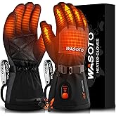 WASOTO Heated Gloves for Men Women 7.4V Battery 22.2WH Rechargeable Heated Ski Gloves Touchscreen Waterproof Electric Heated Fishing Gloves for Winter Outdoor Work Skiing Hiking Camping Raynaud Riding