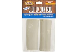 Cadet Junior Stuffed Shin Bones - Highly Digestible, High Protein, Long-Lasting Dog Chew Bone for Aggressive Chewers, Supports Dental Health, - Peanut Butter Flavor, Mini (2 Count)