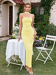 HTZMO Women Elegant Summer Bodycon Maxi Dress