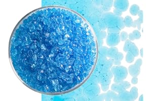 GLACIAL ART GLASS Light Turquoise Blue Transparent Glass Frit Coarse Bullseye COE 90 Fusible- 2 Ounces