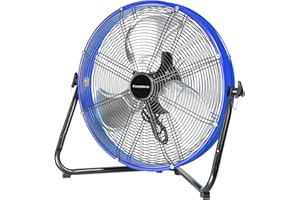 FANQIEBROS 20" High Velocity Metal Floor Drum Fan, 4500 CFM Heavy Duty Industrial Shop Fan, 3 Speed, 360 Degree Tilt, Wall Mounted & Floor Design for Warehouse, Commercial, Barn, Garage - UL Safety Listed