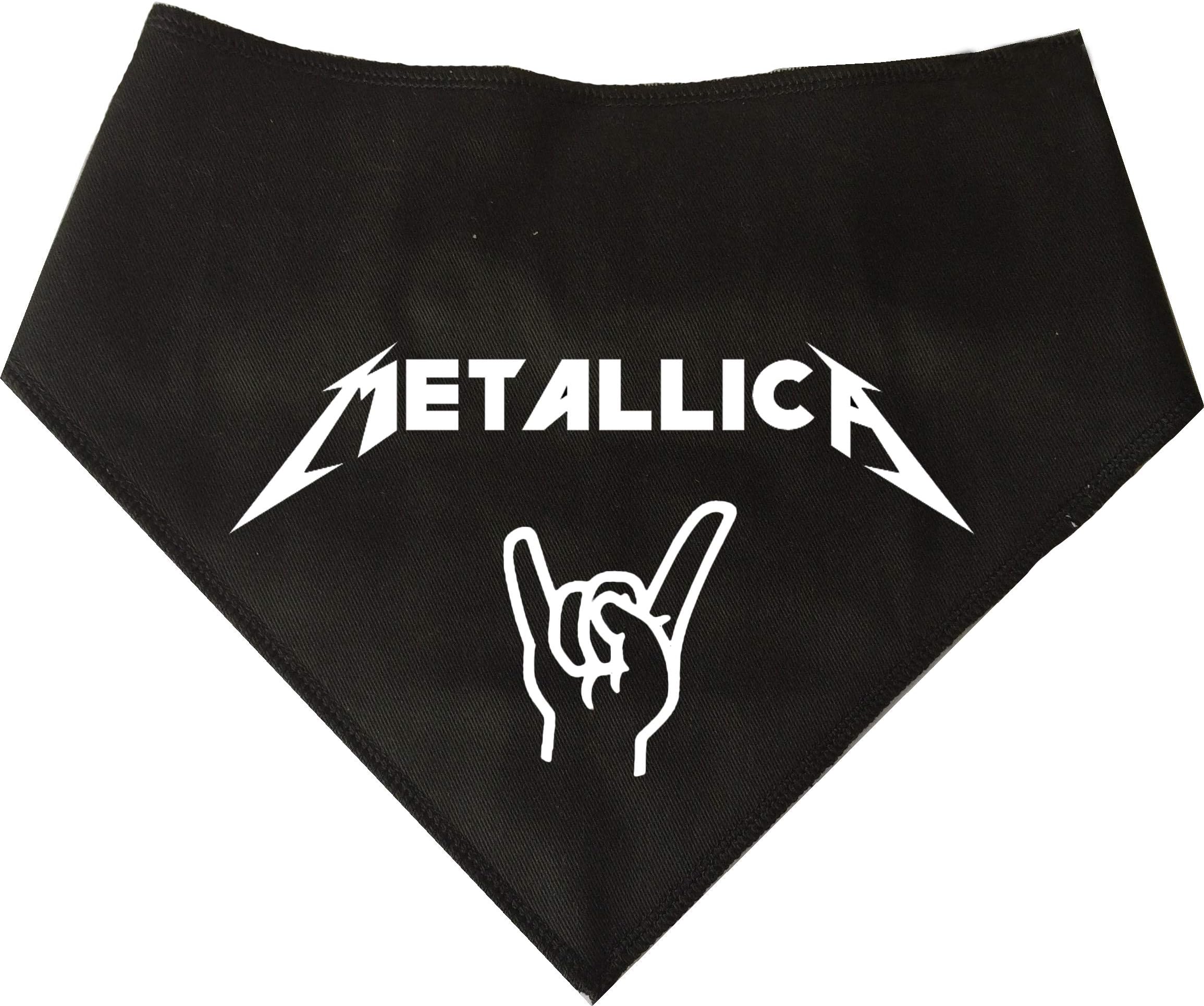 Spoilt Rotten Pets (S1 - Metallica - Designer Dog Bandana - Four Adjustable From A Tiny Chihuahua to An Extra Large St Bernard (SIZE 1 Tiny/Miniature Dog – Fits 7"- 10" Neck)