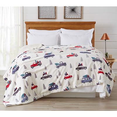 Home Fashion Designs Premium Reversible Sherpa and Fleece Velvet Plush Blanket. Fuzzy, Soft, Warm Berber Fleece Bed Blanket. FullQueen, Trees