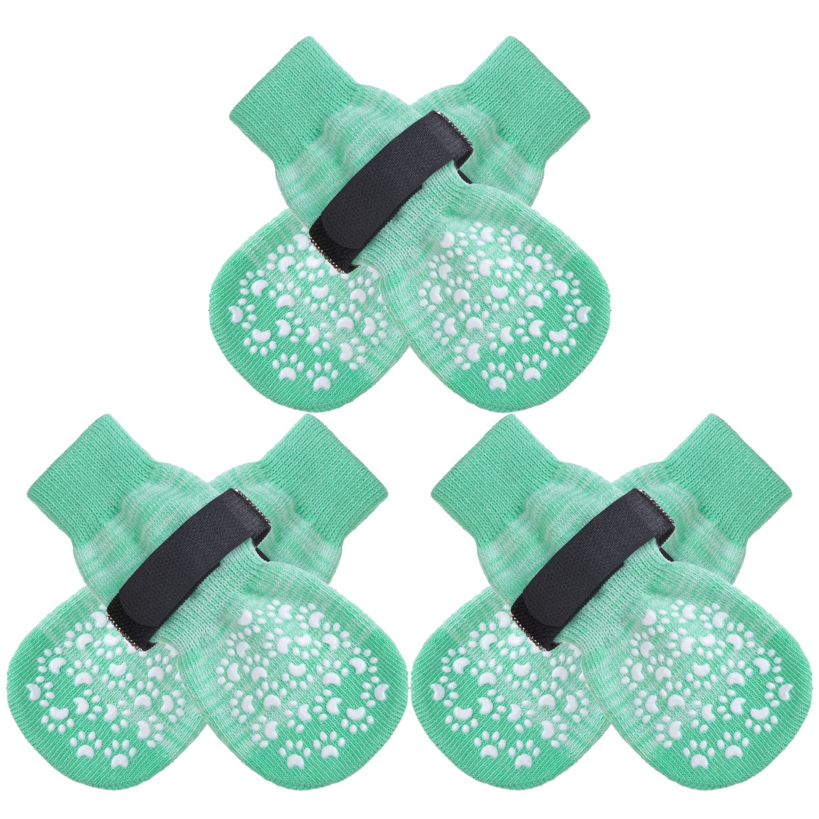 EXPAWLORER Dog Socks Non-Slip Double-Sided 3 Pairs Soft Socks Leak Protection Dog Paw, Paw Protection for Injury with Adjustable Straps, Indoor Traction, Teal L — image 1