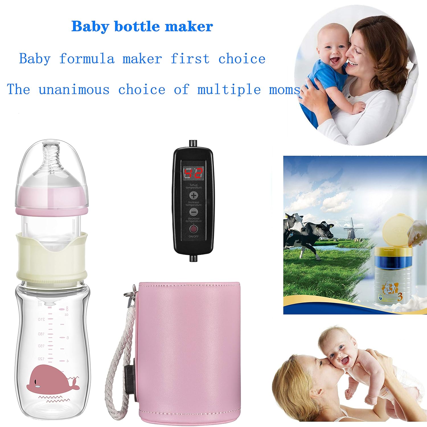 AIKEBAO Heating Constant Temperature Baby Glass bottles8oz, Baby Bottle Mixer/Formula Mixing Bottle/Baby Bottle with Formula Dispenser, Suitable for Breast Milk and Infant Formula : Baby