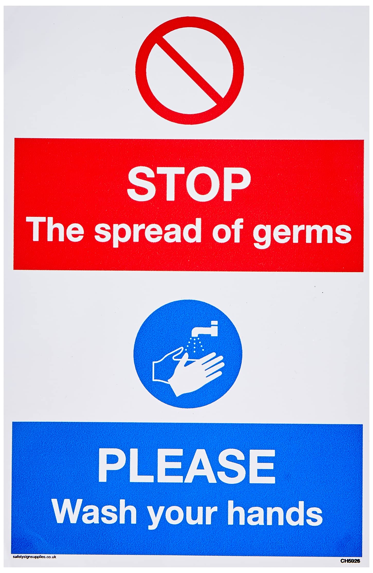 Viking Signs STOP germs PLEASE wash your hands sign - Vinyl/Sticker