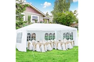 ORALNER 10'x20' Outdoor Canopy Tent, White Wedding Party Tent with 6 Removable Sidewalls & Carrying Bag, Heavy Duty Camping Gazebo Pavilion for Patio, Garden and Backyard