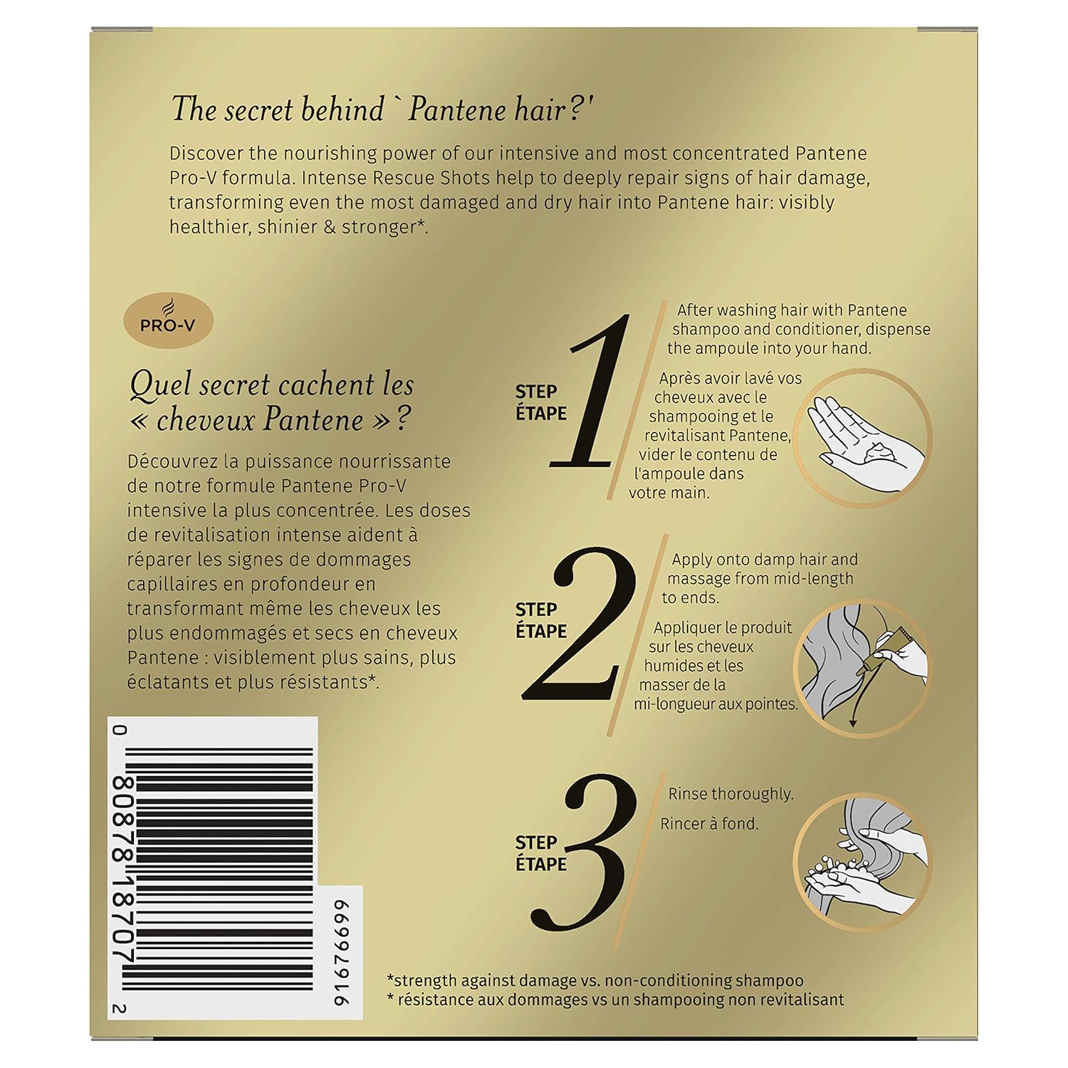 Pantene Rescue Shots Hair Ampoules Treatment, Pro-V Intensive Repair of Damaged Hair, 1.5 Fl Oz (Pack of 1) : Beauty
