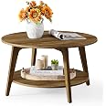 VASAGLE Round Coffee Table, 2-Tier Center Table with Storage, Tapered Legs | Curved Transitions, Easy Assembly, for Living Ro