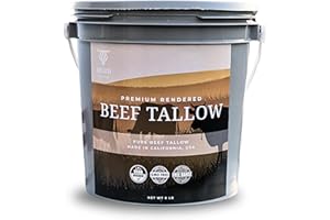 HERD TALLOW Beef Tallow For Cooking, 8 LBS from Suet - Organic Grass Fed & Finished Free Range - Unscented to Make Moisturizer, Balm & Whipped Tallow for Skin and Face
