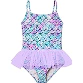 swimsobo Girls One Piece Tutu Swimsuit Colorful Mermaid Bathing Suit Cute Crossback Strap Swimwear for 2-8 Years Kids